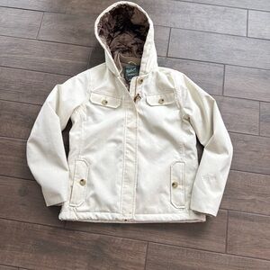 Woolrich Cream Utility Jacket with Hood and Elastic Cuffs